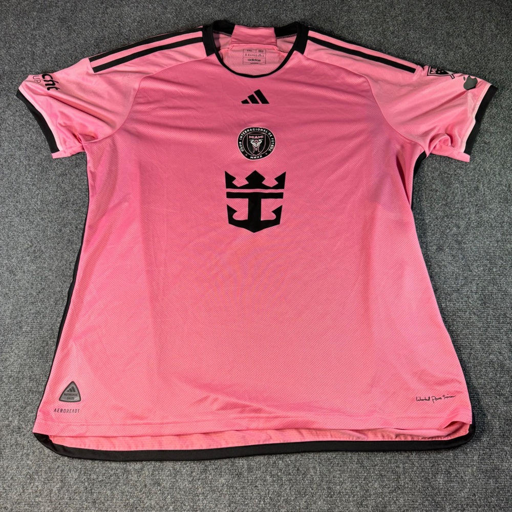 Adidas Inter Miami CF 2024 25 Authentic Home Jersey Pink Mens 2XL Slim Fit